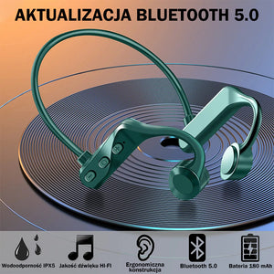 Bezprzewodowy zestaw słuchawkowy Bluetooth na przewodnictwo kostne dla sportu, biegania