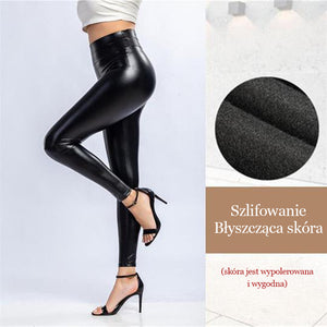 Legginsy ze sztucznej skóry ze stretchem